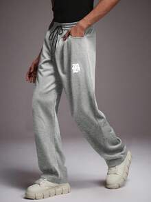 STYNVO 男士抽绳腰带口袋宽松休闲日常通勤运动裤灰色宽松运动裤男士运动裤男士运动裤 - 淺灰色 - 查看 5