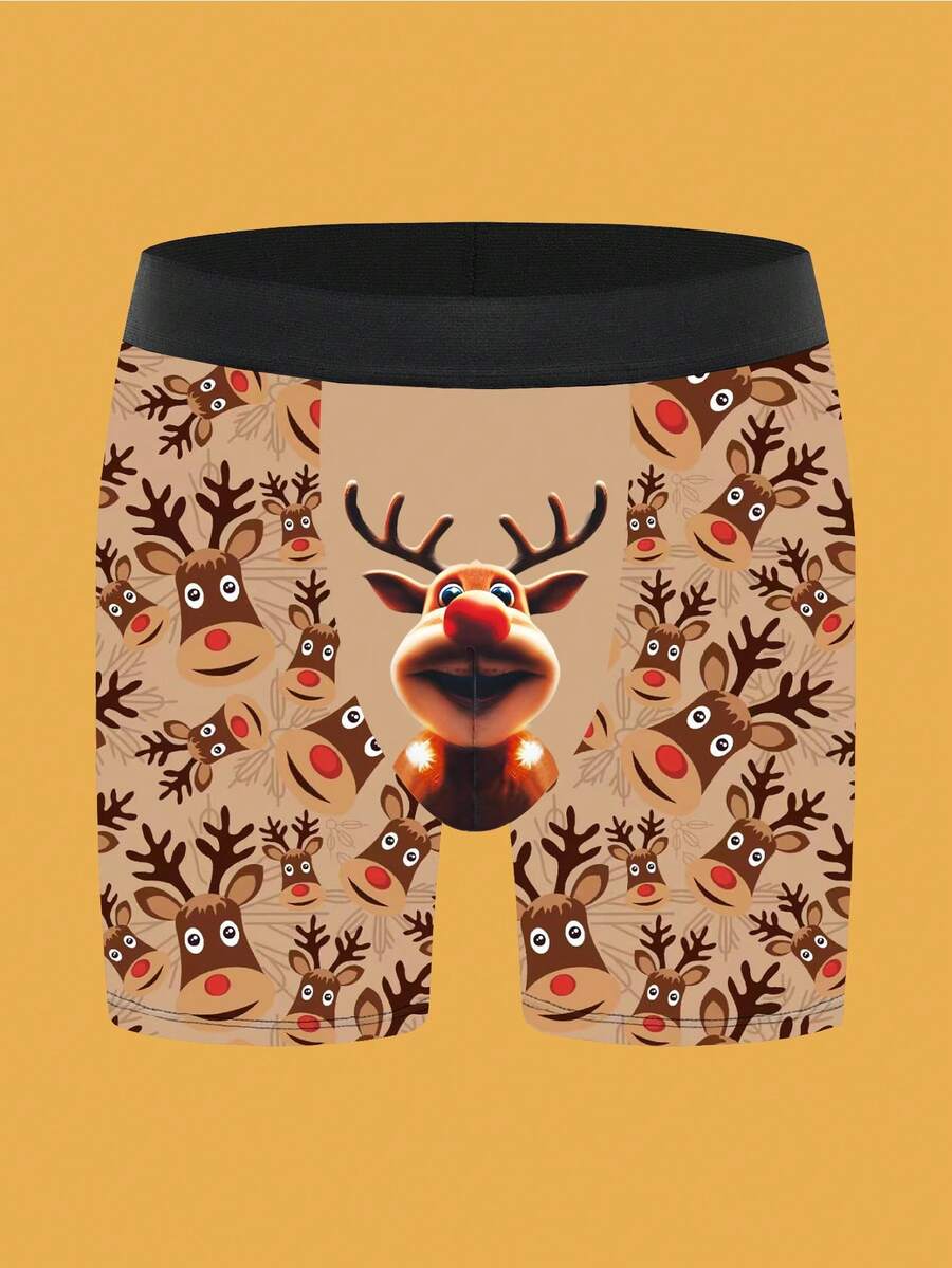 1pc Men's Christmas Element Boxer Briefs - Multicolor - View 1