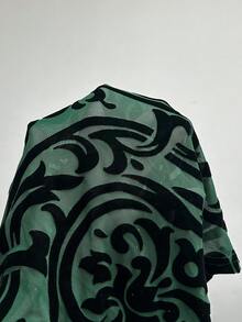 Chiquease Áo liền thân không tay cổ đứng bằng vải lưới xuyên thấu in họa tiết cuộn, gợi cảm dành cho nữ, thích hợp cho mùa hè. - màu xanh lá - Xem 7