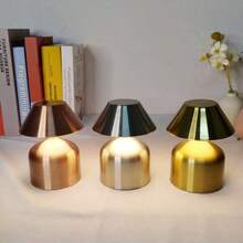 1个无线触摸式LED台灯，现代马卡龙蘑菇造型，可调光三色床头灯，可充电夜灯，适用于卧室、客厅、家居装饰及礼品 - 蘑菇墩墩啞鈴檯燈 - 查看 3