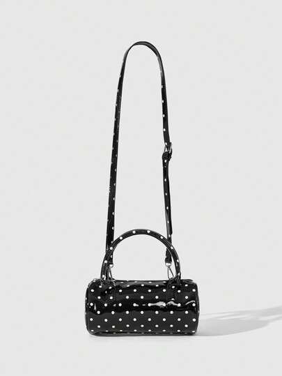 Aloruh Túi xách nhỏ chấm bi cầm tay 2024 Túi hình trụ màu tương phản cao cấp mới Túi xách đi làm thời trang Spice Joker