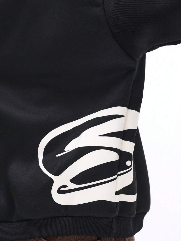 Sweat-shirt noir avec logo blanc imprimé