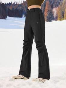 OutZeal 女士防水保暖内衬可调节束带喇叭黑色户外裤 秋冬季露营徒步 - 黑色 - 查看 9