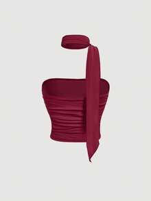 SHEIN MOD 3件套围巾系带褶皱修身针织吊带背心女装 - 彩色 - 查看 7