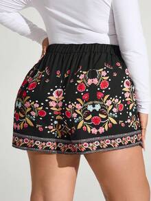 Truni Elyhuante_03 Plus Size Women's Black Casual Shorts, Beach Wrap Skort, Romantic Shorts For Valentine's Day Date, Summer Skort For Women, Beach, Wedding Guest, Romantic Skort Coconut Girl Nashville Festival For Women Country Concert Summer Boho Women's Brunch Skort For Women Beach Vacation City Break Holiday Western Skort For Women Western Wear Women Plus, For Pear Triangle Body Shape - Black - View 2