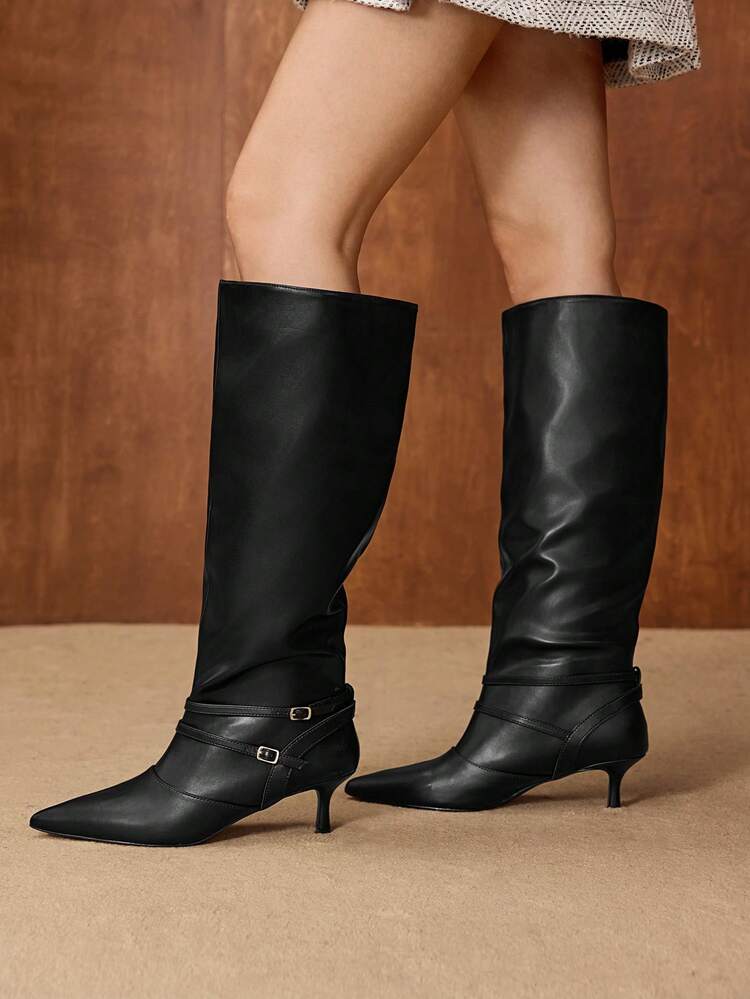 2024 NEW POINTED TOE STRAIGHT SHAFT HIGH HEEL KNEE-HIGH BOOTS FOR WOMEN
