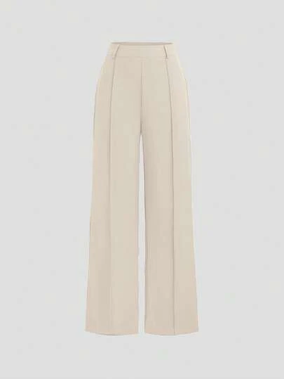 SHEIN Unity Pantalon droit de couleur unie décontracté pour navettage pour femmes