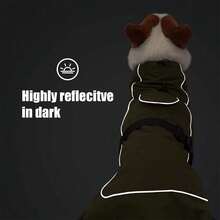 Dog Raincoat - Waterproof Dog Winter Jackets Windproof Coat With Velvet Inner Winter Dog Rain Adjustable Coat - Black - View 5
