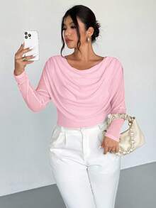 Firerie Áo cánh lưới tay dài cổ khoét sâu thanh lịch dành cho nữ cỡ lớn/Áo phông lưới cỡ lớn, Thích hợp cho Ngày lễ tình nhân, Buổi hòa nhạc, Biểu diễn, Hẹn hò, Bữa tối trang trọng, Vũ hội, Mùa cưới, Gợi cảm, Thanh lịch, Đi làm, Trở lại trường, Kỳ nghỉ, Bãi biển, Lãng mạn, Quý cô công sở, Phong cách nàng tiên cá, Tiệc sinh nhật - Hồng - Xem 4