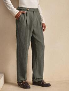 AKNOTIC 男士人字纹休闲裤，时尚百搭，适合圣诞派对、宴会、秋冬季节、送给男友的礼物，营造节日氛围，也适合聚会、通勤等各种场合。灰色男士褶裥西装裤，裤装配饰 - 灰色 - 查看 3