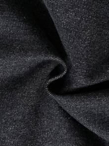 Manfinity Denimwave Quần jean denim nam phong cách đường phố thường ngày với miếng vá và lông giả - màu đen - Xem 8