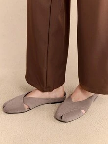 Rosivie Giày lười mũi vuông cho nữ, giày lười đơn giản, thoải mái, phong cách giản dị, mùa xuân/hè - Màu be - Xem 1