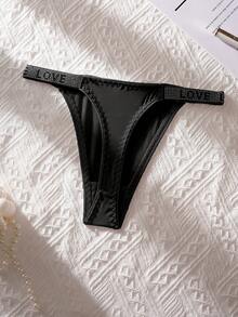 Yoga Women Sexy Fashionable Rhinestone Decor T-Back G-Strings, Rave - Black - View 3