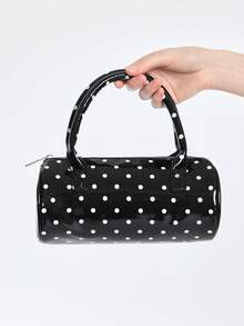 ROMWE Portable Polka-Dot Small Bag 2024 New High-Grade Contrast Color Cylinder Bag Spice Joker Fashion Commuter Handbag - Multicolor - View 2