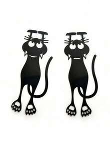 SHEIN 1 pieza Marcapáginas de gato negro de diseño hueco creativo de acrílico, regalo de lectura para lectores y amantes de los libros, Navidad y cumpleaños - Negro - Ver 16