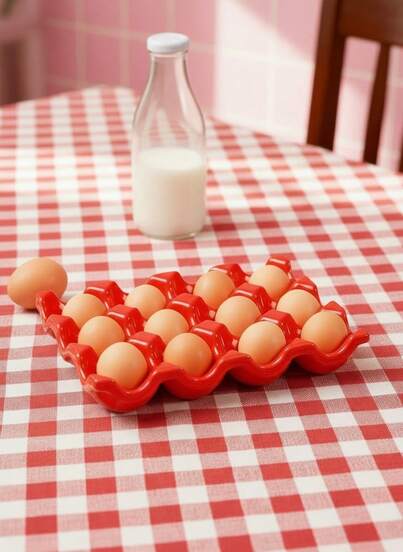 Joivida Egg Tray Egg Holder - Refrigerator Egg Storage Container, Ceramic Egg Tray For Household Kitchen Use.