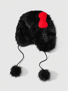 ROMWE Kawaii 1 件女士黑色涤纶可爱猫耳耳套秋季配饰 - 黑色 - 查看 3