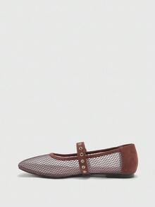 CUCCOO BIZCHIC Women's Buckle Design Casual Fashionable Flat Shoes - Brown - View 3