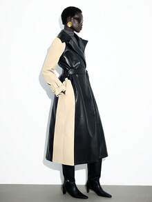 Lumivelle Áo khoác cổ phẳng màu tương phản thời trang dành cho nữ, mùa thu - Nhiều màu - Xem 5