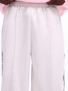 SUMWON Straight Fit Pants With Pintucks Black Piping Detail Relaxed Casual Trousers Fall Winter Streetwear - Apricot - View 5