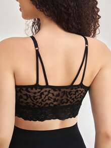 BloomMama 1件黑色法式蕾丝拼接哺乳吊带孕妇内衣 - 黑色 - 查看 2