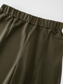 GlowEve Women's Basic High Neck Cinched Waist Zip-Up Two Pieces Set - Army Green - View 5