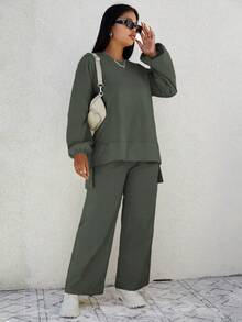 EURMUSE 大尺碼2入組短前長後服裝套裝 - 軍綠色 - 查看 4