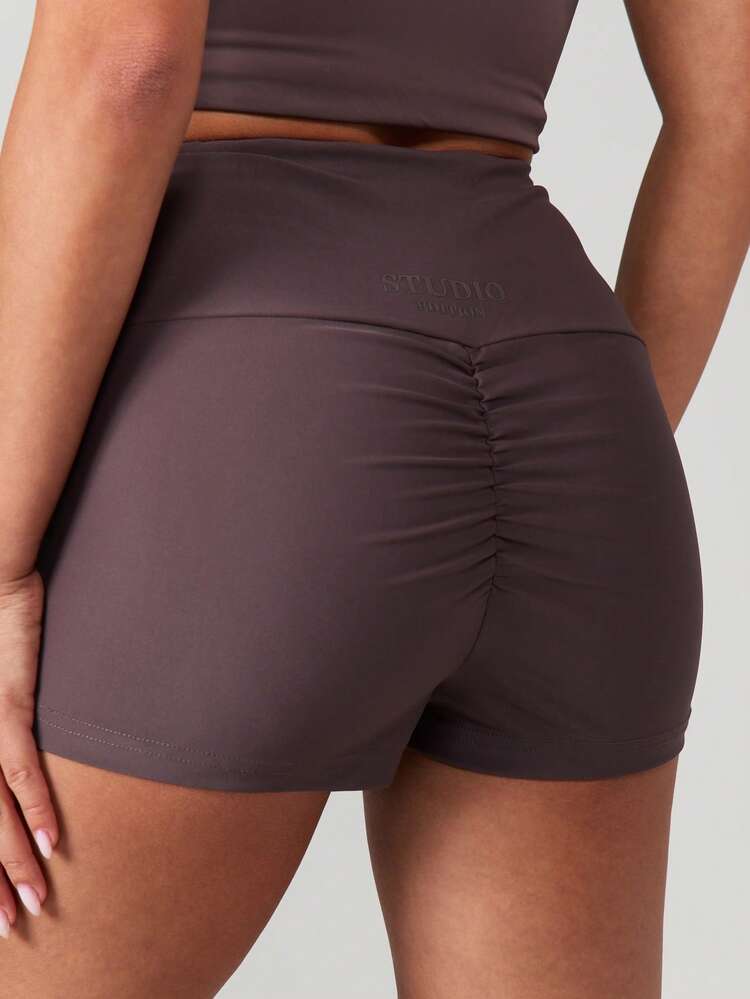 MISSGUIDED High Waisted Ruched Bum Detail Stretch Shorts With Seamless Design For Summer Casual Wear Comfort Fit Active Lifestyle Bottoms