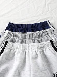 Genkimix Kids 3件套男童新款秋冬活力字母刺绣圆领长袖上衣和裤子套装，寓意深刻的字母刺绣设计，柔软面料，宽松版型，适合日常穿着、上学、外出、度假。 - 彩色 - 查看 3