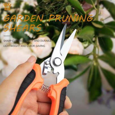 1pc Garden Pruning Shears, Stainless Steel Garden Shears, Gardening Shears, Gardening Scissors, Garden Scissors, Garden Clippers, Pruning Snips, Pruning Shears For Gardening Garden Tools