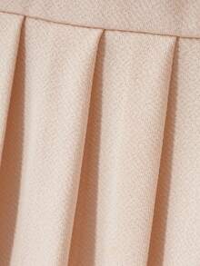 1件装少女3D蝴蝶结装饰短袖褶皱连衣裙，宽松版型，适合春夏、假日、夏季、旅行穿着。 - 杏色 - 查看 5