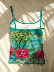 Glimmora Áo ba lỗ in hình cây cọ kỹ thuật số dành cho nữ, thích hợp cho kỳ nghỉ hè - Nhiều màu - Xem 2