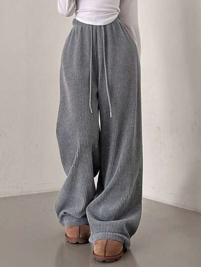 DAZY 女士灰色灯芯绒宽松运动裤