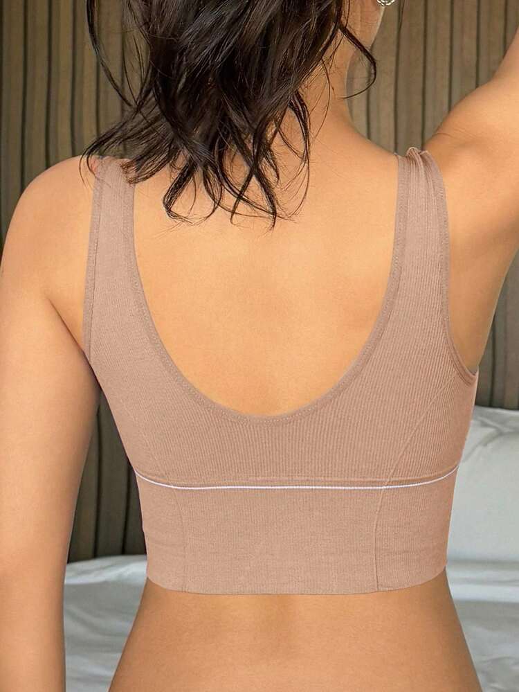 Elegant Seamless Solid Color English Print Sports Bra For Women Wireless Bras For Women Lingerie For Women
