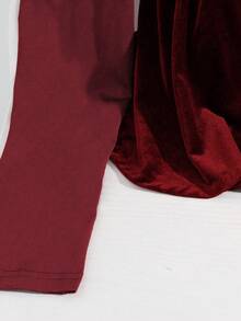 GlowEve 女士纯棕色A字优雅T恤，秋冬款 - 酒紅色 - 查看 5