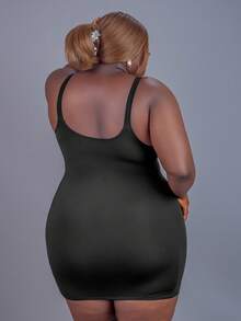 CurvyTilda 加大码女式性感镂空领口紧身迷你连衣裙，适合日常穿着、节日、约会之夜、生日、单身派对、婚礼、优雅、休闲、购物、街头服饰、外出、风骚、易于搭配且看起来苗条，凸显您的身材，修饰身材 - 黑色 - 查看 7