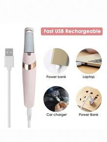 1 Electric Foot Dead Skin Remover, Electric Foot Grinder, Electronic Foot File, Creative Electronic Foot File, Household Exfoliating Tool, Rechargeable Foot Callus Remover Foot File, Professional Foot Care Kit Dead Skin Remover Foot Massager, Perfect Gift - Pink - View 6