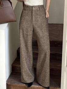 DAZY Women's Casual Oblique Pocket Straight Leg Pants, Suitable For Commuting, Autumn