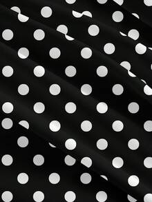 SHEIN EZwear 黑白波点图案休闲性感修身针织连衣裙，适合夏季度假和海滩穿着 - 彩色 - 查看 4