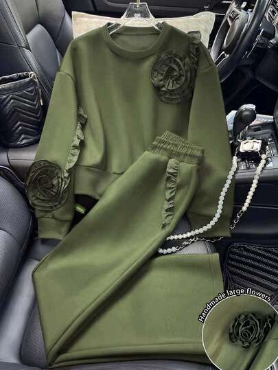 Resyla 2 piezas Conjunto de sudadera con capucha y pantalones jogger para mujer, conjunto de moda para otoño/invierno