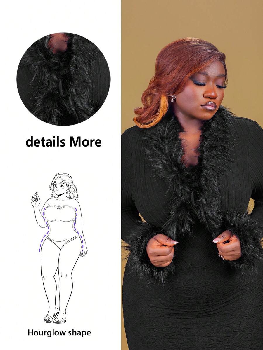 CurvyTilda Tildaharris Plus Black Y2k Fuzzy Trim Tie Front Crop Jacket ...