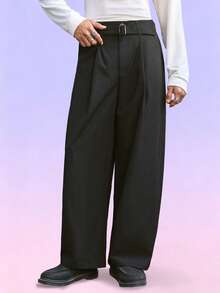 FeverCity Quần ống rộng màu trơn thường ngày cho nam - màu đen - Xem 1