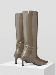 MOTF PREMIUM 2024 NUEVAS BOTAS ALTAS DE TACÓN ALTO CON PUNTA RECTA PARA MUJERES - Caqui - Ver 8