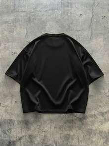 AXEPEAK Áo thun nam cổ tròn tay ngắn dáng rộng phong cách đường phố - màu đen - Xem 2