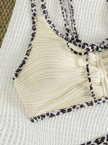 Swim Lushoire 女士海滩春夏节专用面料豹纹印花时尚优雅两件套双肩带比基尼 - 彩色 - 查看 4