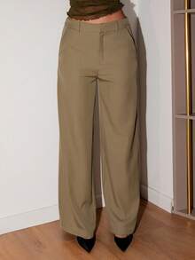 Bris Aura MUSERA Business, Office, Work Loose Fit Tailored Pants Old Money Spring Work, Office Fall Autumn Winter - Army Green - View 4