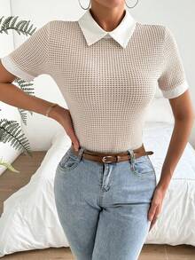 Chiquease 女士對比色翻領短袖t卹