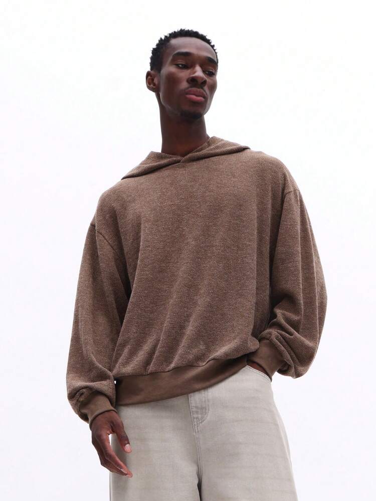 Heathered Brown Pullover Hoodie With Drawstring