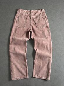 Manfinity ZONE917 Men's Loose Fit Straight Leg Jeans With Pockets - Red Violet - View 6