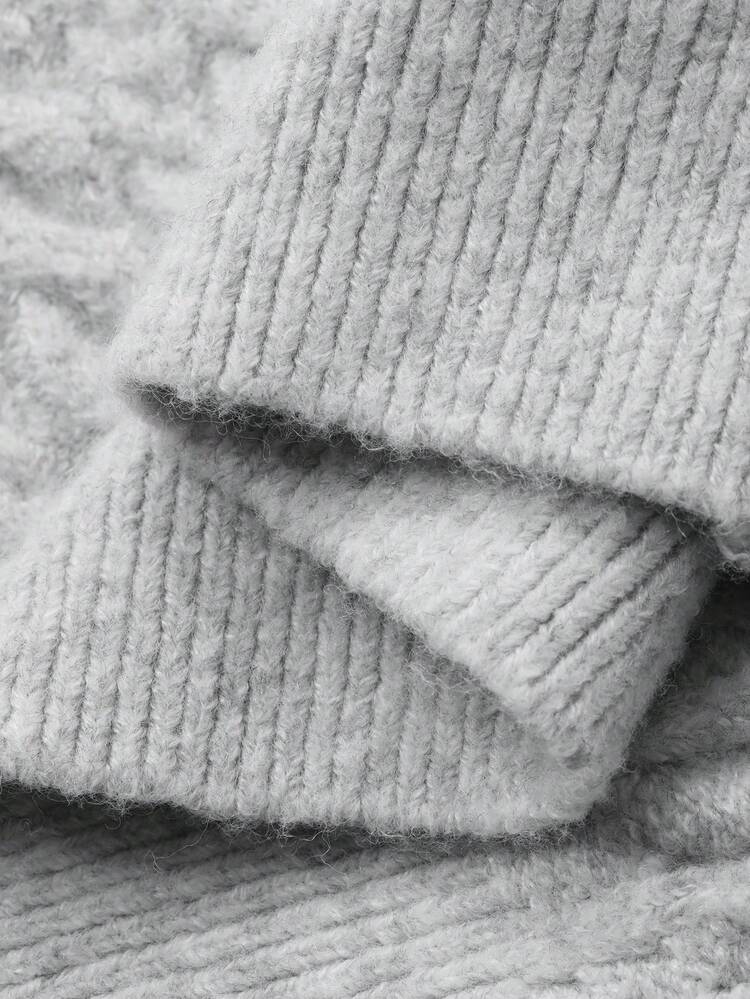 Women's Patchwork Contrast Color Retro Cable Knit Loose Fit Casual Street Style Crew Neck Long Sleeve Sweater, Autumn/Winter